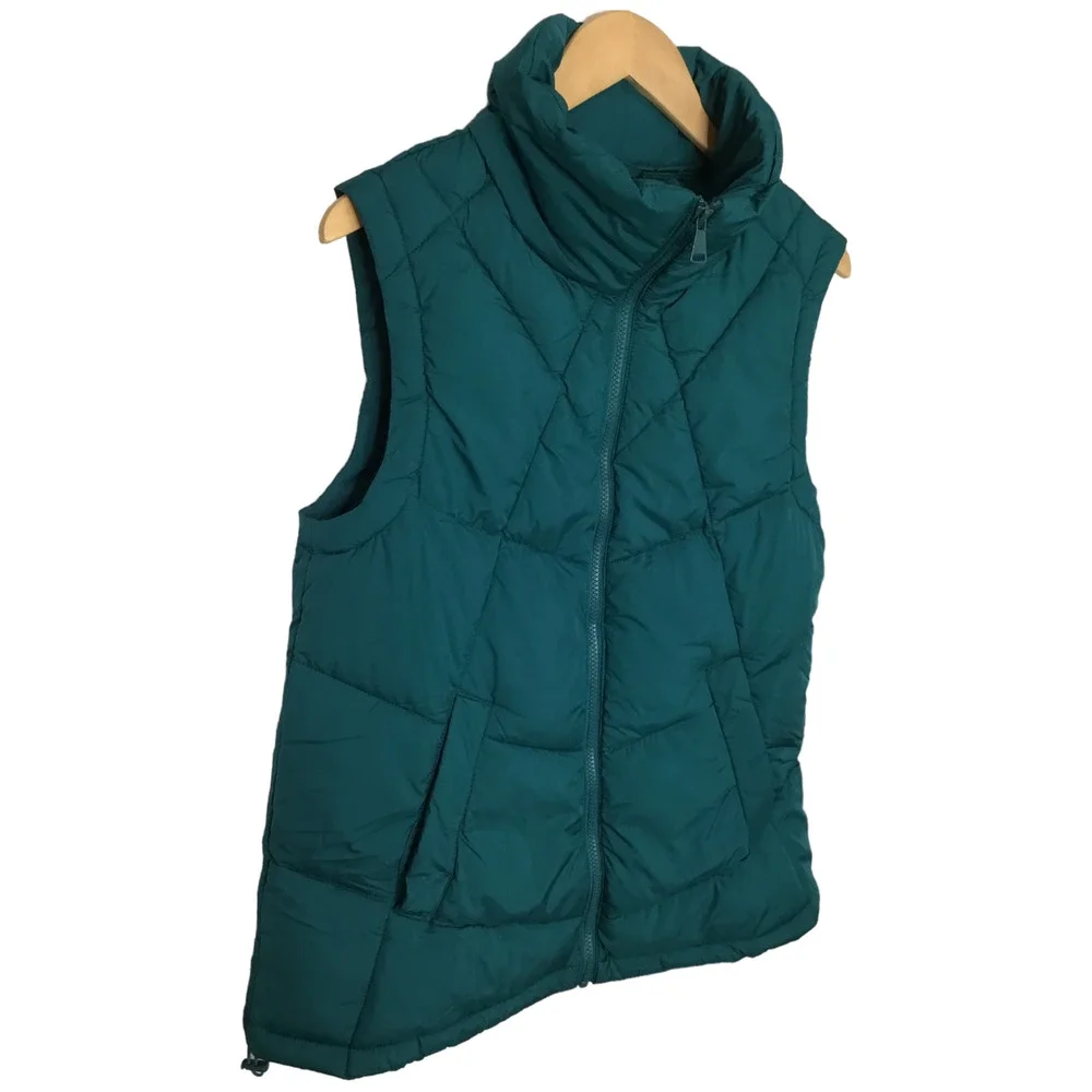 New Nordstrom Puffer Vest Womens XXS Stand Collar Quilted Zip Up Teal Ocean